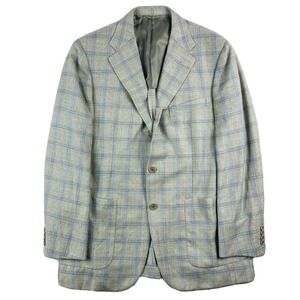 Belvest Gray Windowpane Checked Wool Linen Mens Blazer 40R G75832 Italy NWT